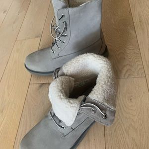 Women’s New Timberland Linden Woods Fleece Lined Fold Down Boots Gray 9.5